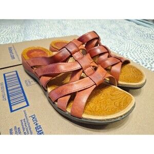 Ariat Womens Haven Strappy Slide Sandals Cranberry Red Leather  8.5